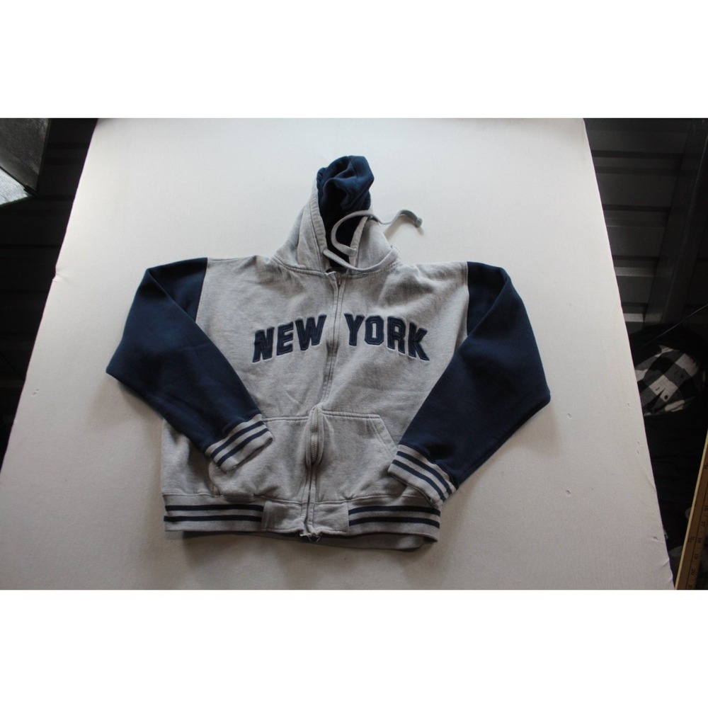 Okey Dokey New York Hoodie Mens Large Gray Full Zip Long Sleeve